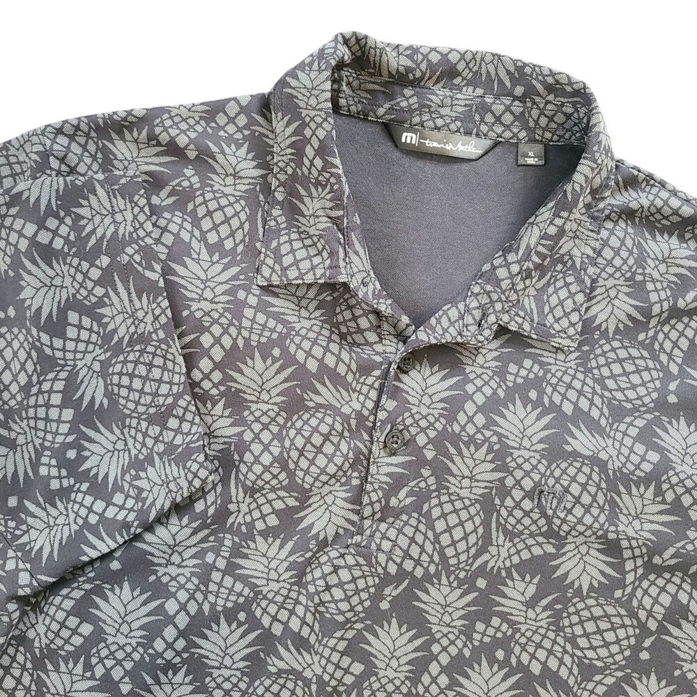 Travis Mathew Polo Shirt Mens XL Off The Cape Pineapple Print Pima Cotton Golf